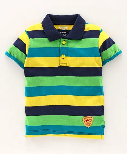Cucumber Half sleeves Polo T-Shirt Striped - Green