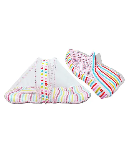 VParents Mite Baby Bedding Set With Pillow and Sleeping Bag Combo - Stripes