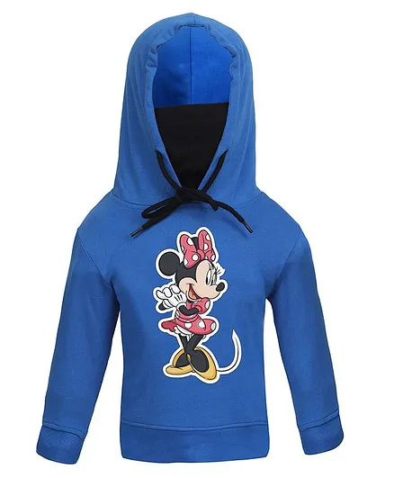 Disney By Crossroads Minnie Mouse Print Full Sleeves Hoodie - Blue