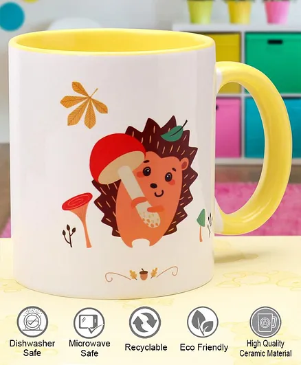 Pine Kids Ceramic Mug Squirrel Print Yellow - 330 ml