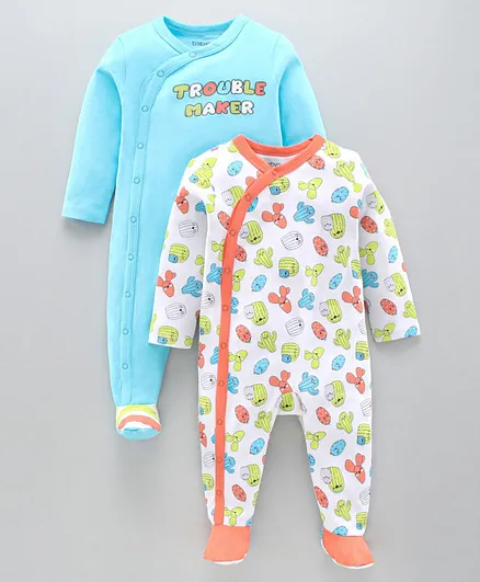 Babyoye Full Sleeves Sleep Suit Pack of 2 - Multicolor
