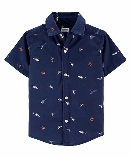 Carter's  Nautical Button-Front Shirt - Navy Blue