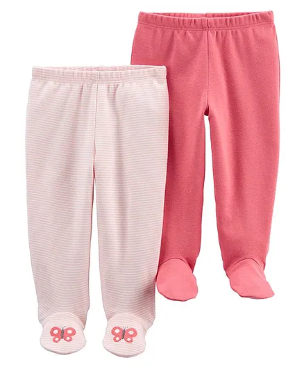 Carter's 2-Pack Cotton Footed Pants - Pink