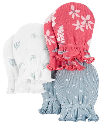 Carter's  3-Pack Mittens - Pink White Blue