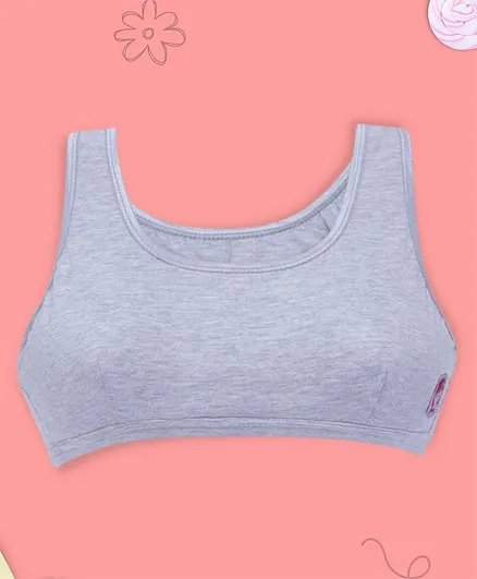 D'chica Sleeveless Solid Colour Sports Bra - Grey