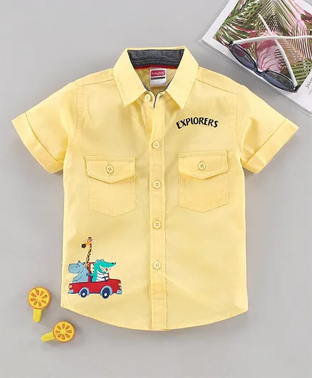 Babyhug Half Sleeves Shirt Animal Print - Yellow