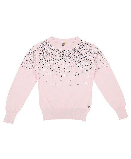 pink embellished sweater