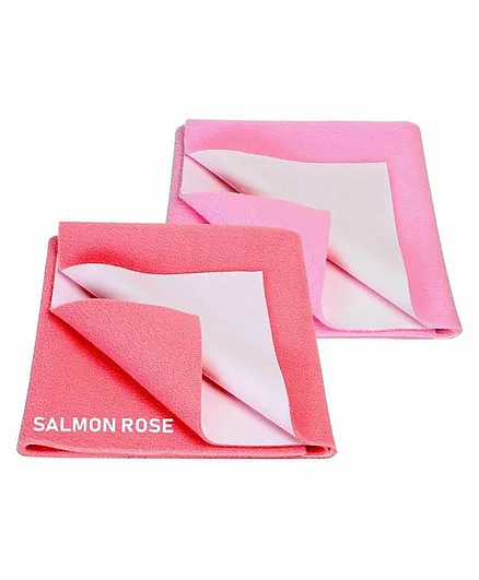 Elementary Smart Dry Waterproof Large Bed Protector Sheet Pack of 2 - Salmon Rose & Pink