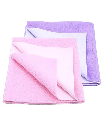 Elementary Smart Dry Waterproof Large Bed Protector Sheet Pack of 2 - Lilac & Pink