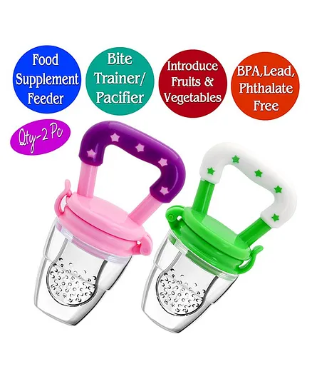 The Little Lookers Infant Silicone Food Nibblers Pack of 2 - Green Pink