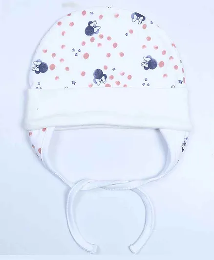 Grandma's Premium Cap with Ear Flaps and Knot - White Mickey