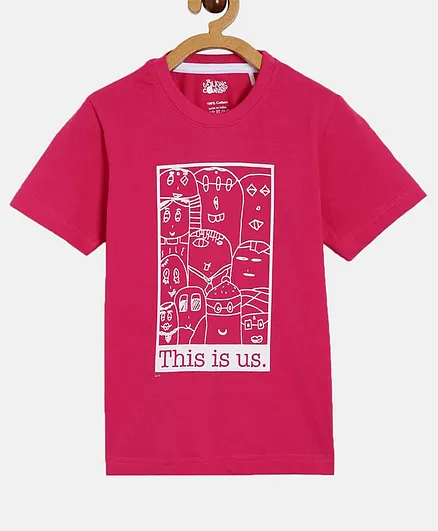 The Talking Canvas Half Sleeves This Is Us Print  T-Shirt - Pink