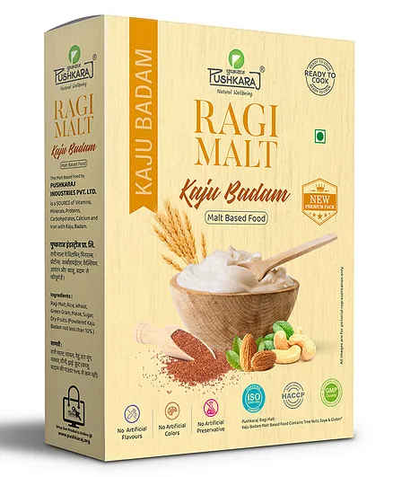 Pushkaraj Ragi Malt Porridge Mix Kaju Badam Pack of 3 - 250 gm each