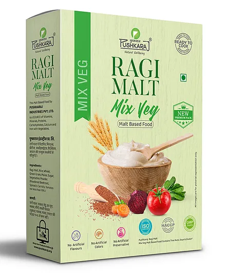 Pushkaraj Ragi Malt Porridge Mix Veg Pack of 3 - 250 gm each