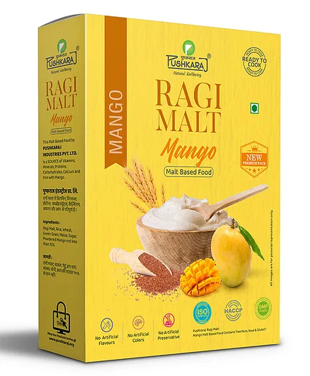 Pushkaraj Ragi Malt Porridge Mix Mango Pack of 3 - 250 gm each