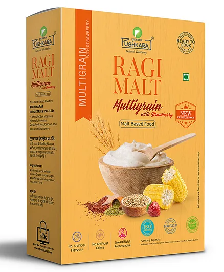 Pushkaraj Ragi Malt Porridge Mix Multigrain Pack of 3 - 250 gm each