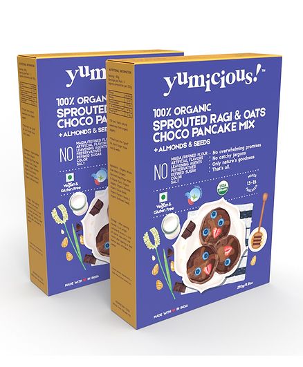 YUMICIOUS Organic Sprouted Ragi & Oats Choco Pancake Mix |...