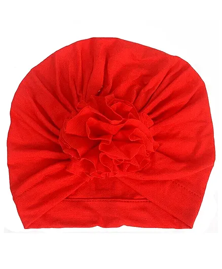 Syga Turban Flower Style Photography Cap Red - Circumference 36 to 55 cm 