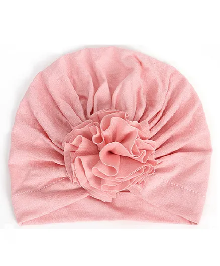 Syga Turban Flower Style Photography Cap Peach - Circumference 36 to 55 cm 