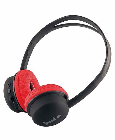 black and red bluetooth headphones
