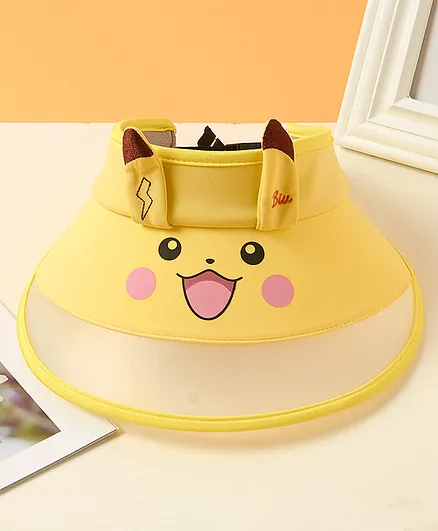 Babyhug Summer Cap Animal Face Print Yellow - Circumference 57 cm