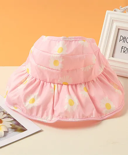 Babyhug Hat Floral Print Pink - Circumference  57 cm