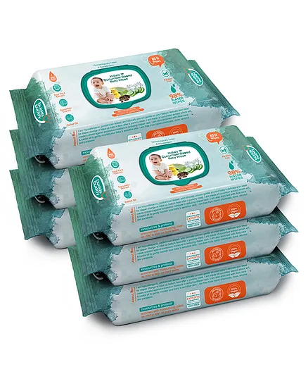 Buddsbuddy Combo of 6 Cucumber Based  Skincare Baby Wet Wipes With Lid Contains Aloe vera Extract, Castor Oil - 80 Pieces