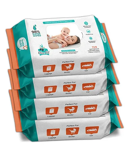 Buddsbuddy Combo of 4 Skincare Baby Wet Wipes With Aloe Vera- 72 Pieces