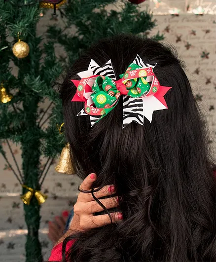 Arendelle Christmas Grossgrain Ribbons Bow Hair Clip - Green