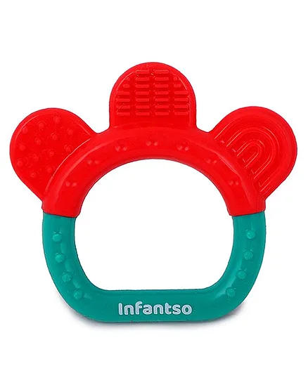 INFANTSO Non-Toxic Food-Grade Silicone Baby Ring Shape Teether - Red Green 