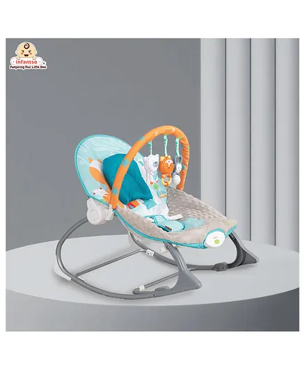 INFANTSO Baby Rocker Portable with Free Mosquito Net & Calming Vibrations & Musical Toy - Blue