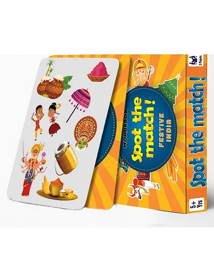 Wondrbox Spot The Match Festive India Card Game Pack of 5 - Multicolour