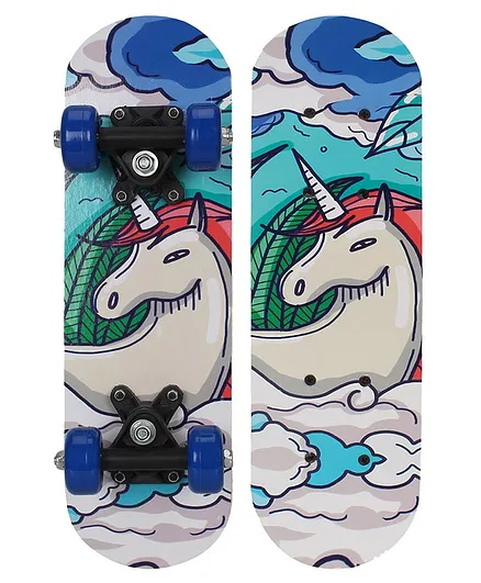 Strauss Kids Skateboard White Horse Print - Multicolor