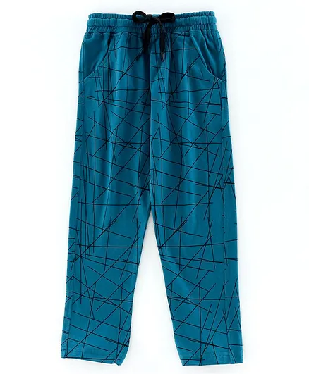 DEAR TO DAD Full Length Lines Printed Joggers - Blue