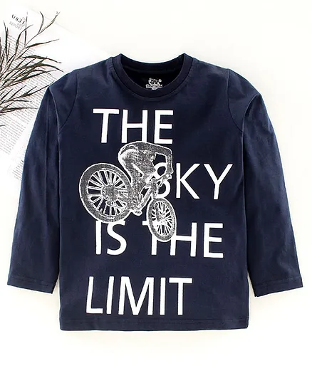 DEAR TO DAD Full Sleeves Cycle Printed T-Shirt - Navy Blue