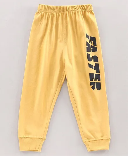 Doreme Full Length Lounge and Track Pants Text Print - Yellow