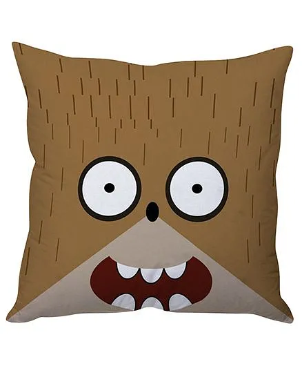 Stybuzz Grumpy Face Cushion Cover - Brown 