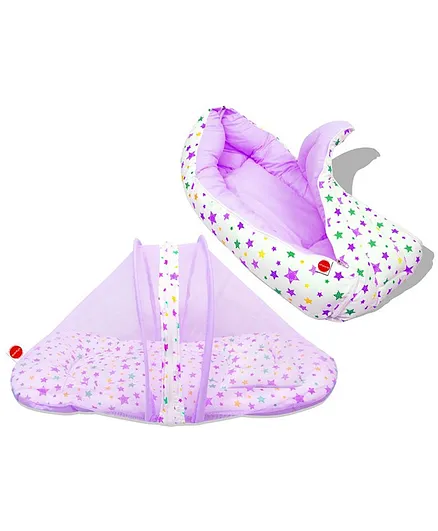 VParents Joy Baby Bedding Set With Pillow & Sleeping Bag Combo - Purple