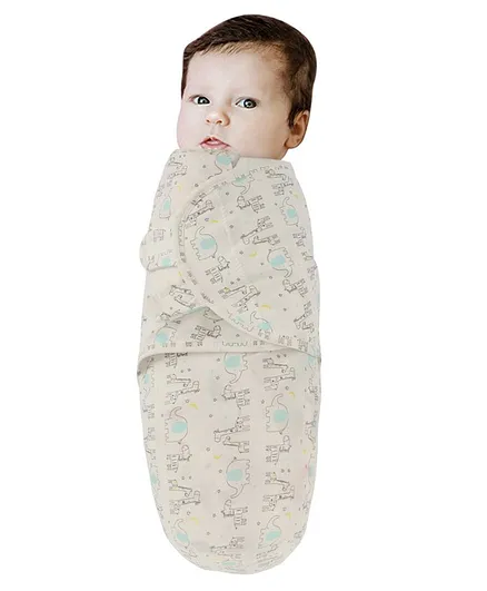 Kassy Pop Adjustable Swaddle Wrap Elephant Print - Light Pink