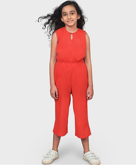 red colour jumpsuit