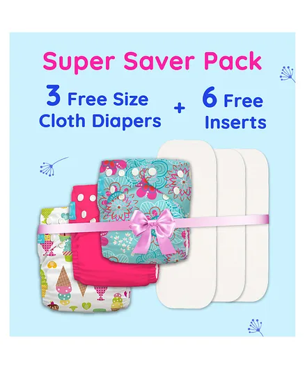 Charlie Banana Free Size Cloth Diaper - Super Saver Pack of 3 - Crush