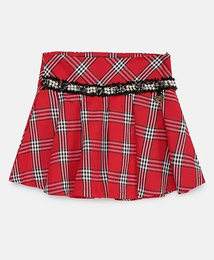Actuel Checkered A line Mini Skirt - Red