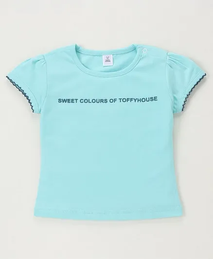 ToffyHouse Short Sleeves Tee Text Print - Light Blue