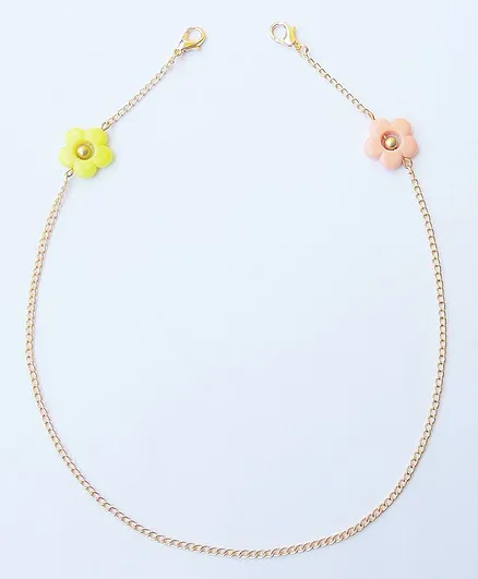 Lime By Manika Flower Beads Embellished Mask Chain Holder - Peach & Yellow