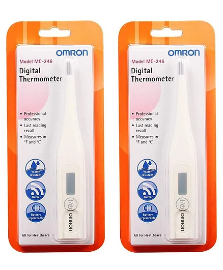Omron MC 246 Digital Thermometer Temperature in Celsius & Fahrenheit - Pack of 2