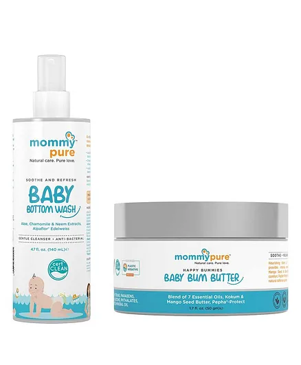 MommyPure Combo of Natural Baby Bottom Wash & Baby Bum Butter- 140ml & 50gm
