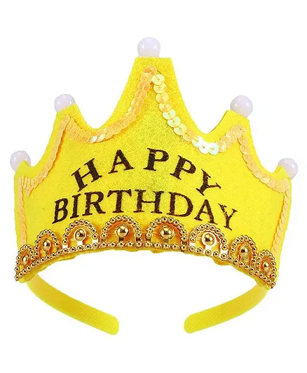 Syga LED Flashing Happy Birthday Light Up Crown - Yellow