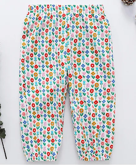 Kookie Kids Full Length Lounge Pant Floral Print - Multicolor