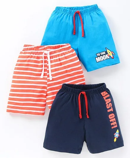 Babyhug Drawstring Waist Shorts Pack of 3 - Multicolour