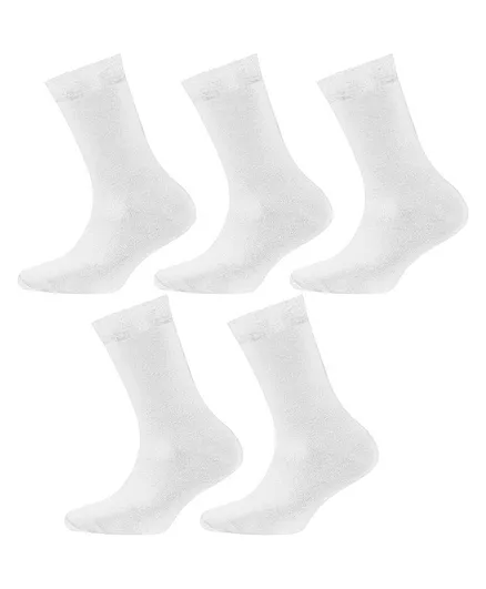 Footprints Pack Of 5 Solid Colour Calf Length Socks - White